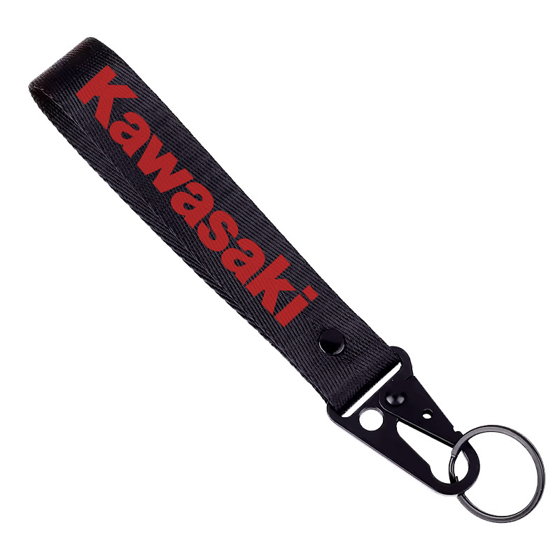 Брелок чорний з карабіном з маркою авто Kawasaki / Кавасакі. Найкращий подарунок чоловіку, фото 1