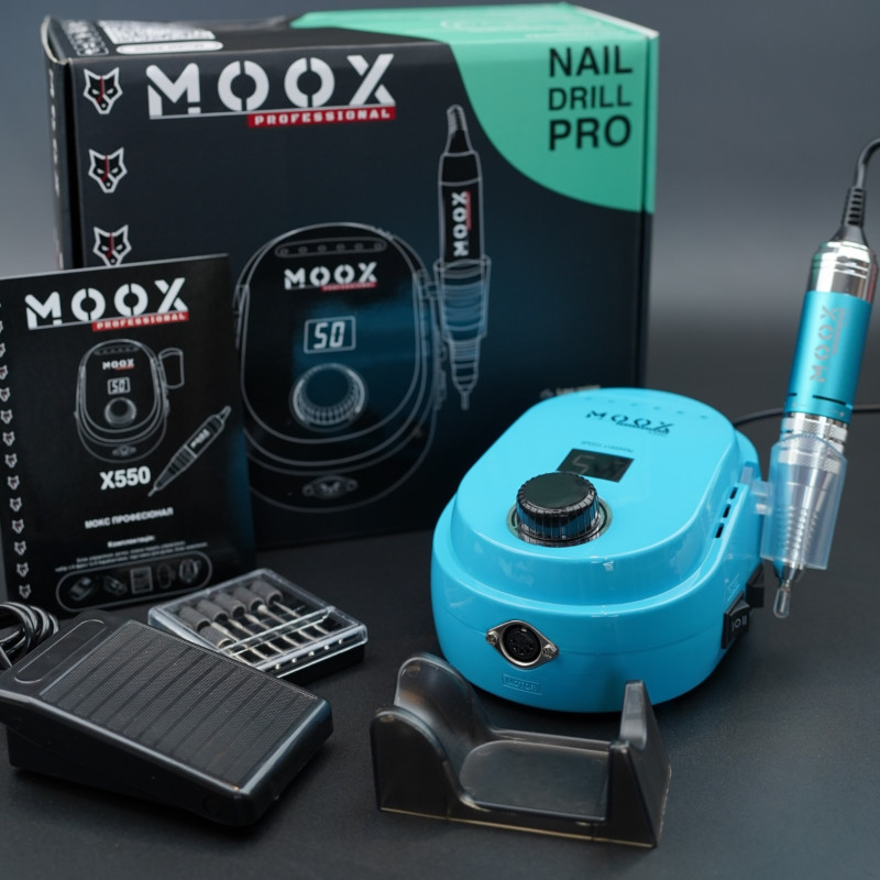 Фрезер для манікюру та педикюру MOOX X550 50000 об/хв, 70W, Light Blue, фото 1
