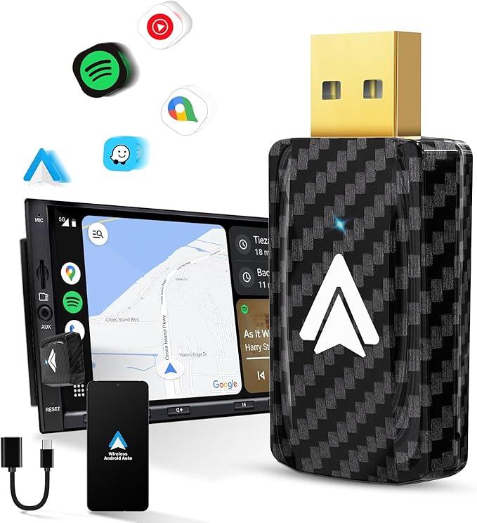 Бездротовий автомобільний адаптер Android Auto, сумісний з автомобілями Android Auto 2017 року і вище