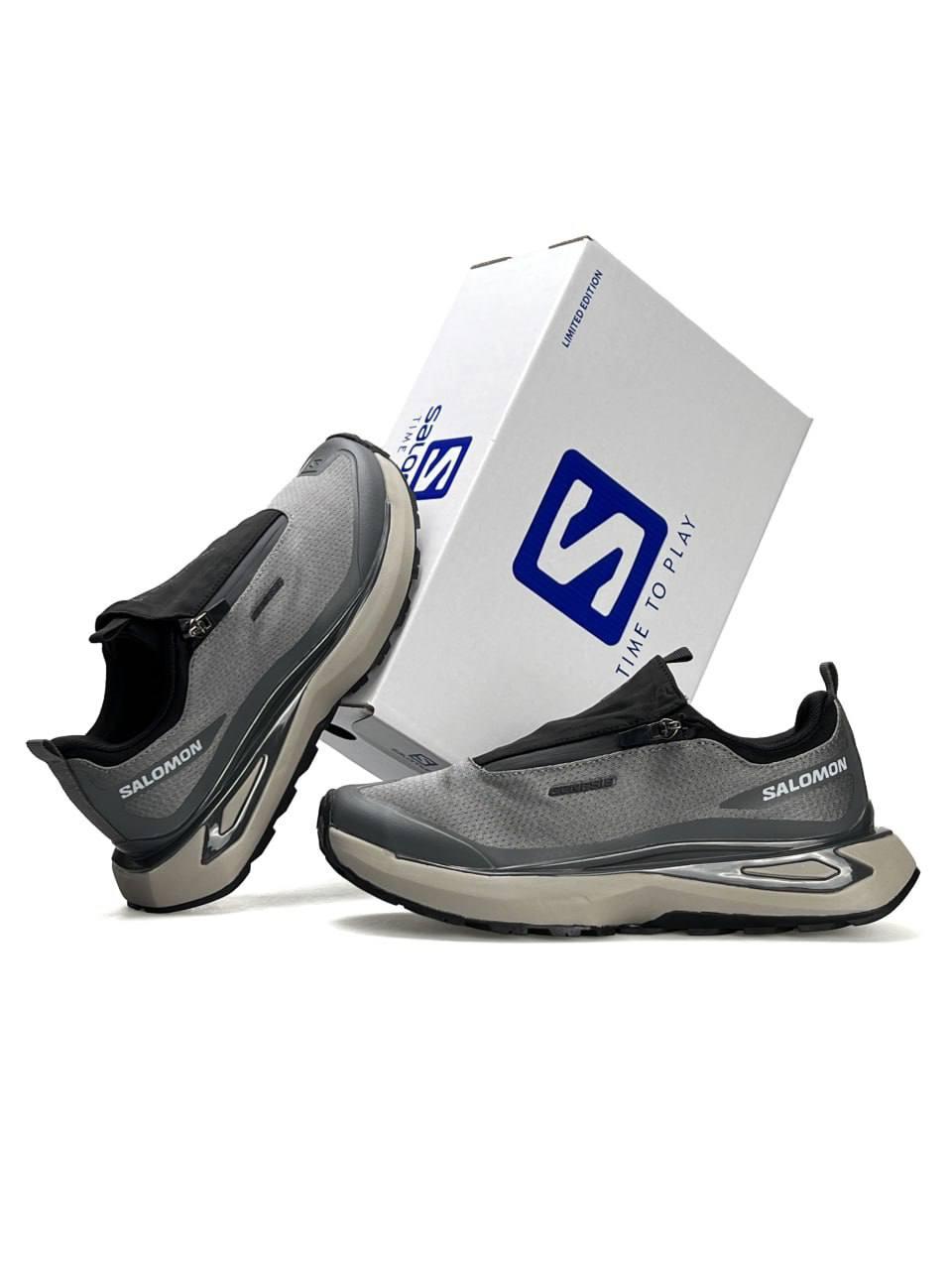 Чоловічі текстильні кросівки Salomon Odyssey Elmt Advanced Grey Beige, кеди текстиль сірі. Чоловіче взуття