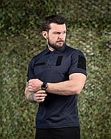 Тактична футболка поло ДСНС із липучками синя Літня військова футболка поло синя лакоста