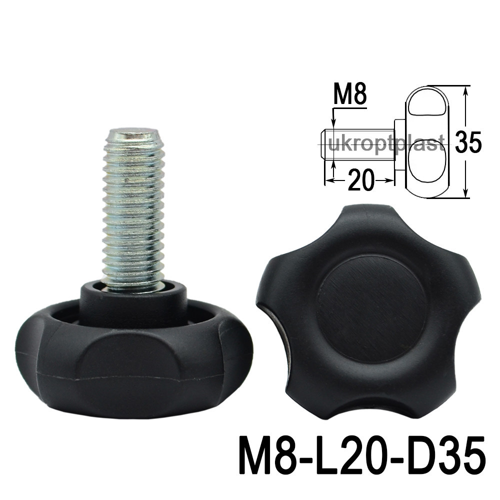 Ручка затискна з болтом (гвинтом) різьбою M8х20 D35