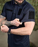 Тактична футболка поло ДСНС із липучками синя Літня військова футболка поло синя лакоста