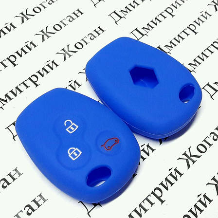 Чохол (синій, силіконовий) для авто ключа RENAULT (Рено) 3 кнопка, фото 2