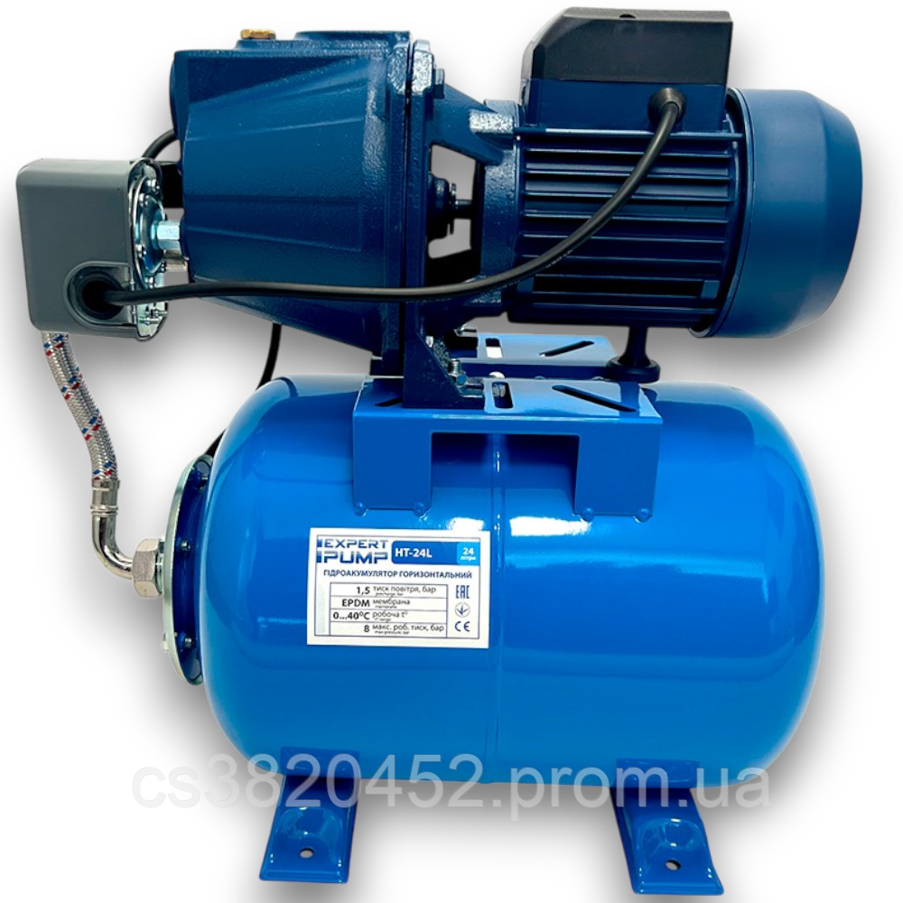 Насосна станція JET100S/24 EXPERT PUMP  1,1квт, 50м, 50л/хв для водопостачання, поливу гідроакумулятор 24л автоматика, фото 1