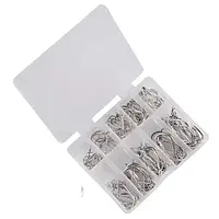 Набор из 100 рыболовных крючков 11-20мм с кольцом серебристый