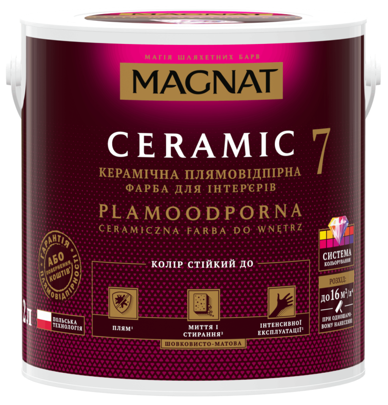 Фарба керамічна водоемульсійна Magnat Ceramic 7 шовковистий мат білий 0,9л