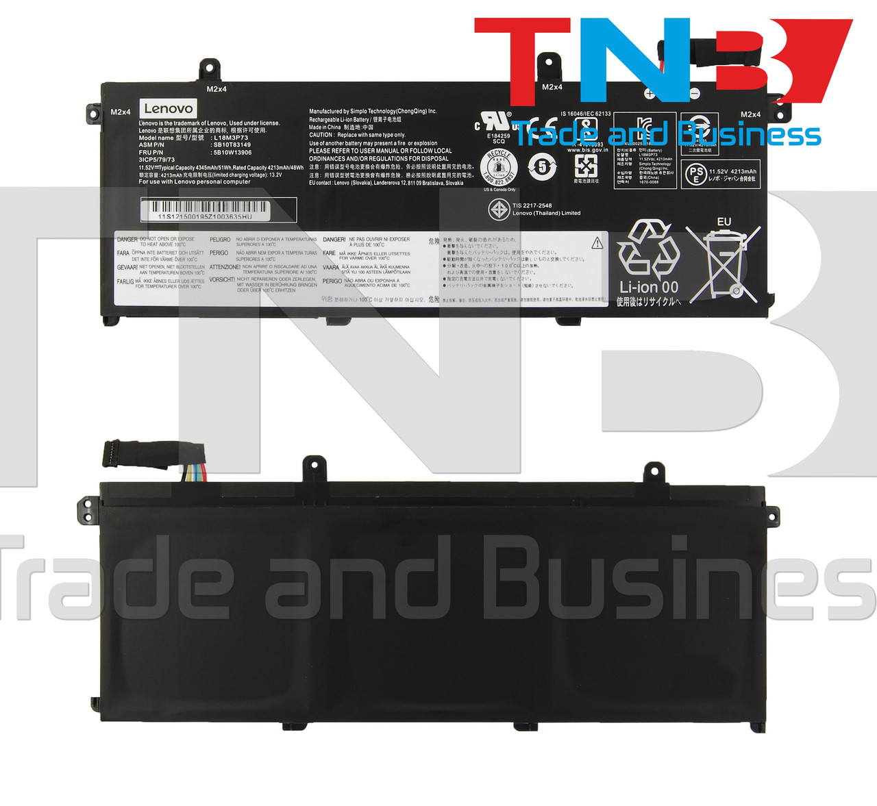 Батарея LENOVO ThinkPad T14 Gen 1 T15 Gen 1 (L18M3P74 SB10K97645 3ICP5/79/73) 11.52V 4345mAh ОРИГІНАЛ