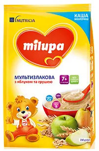 Молочна каша Milupa Мультизлакова з яблуком та грушею з 7 місяців, 210г.(Мілупа), фото 1