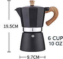 Кавоварка AIFUSI Moka Pot, італійська кавова машина на 6 чашок/10 унцій, еспресо-машина для плити, ручна, фото 4