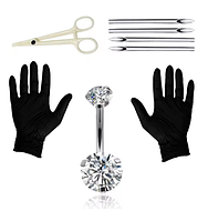 Набір для проколювання під пірсинг Finding Рукавички затискач голки сережка банан для пірсингу пупа Сталистий