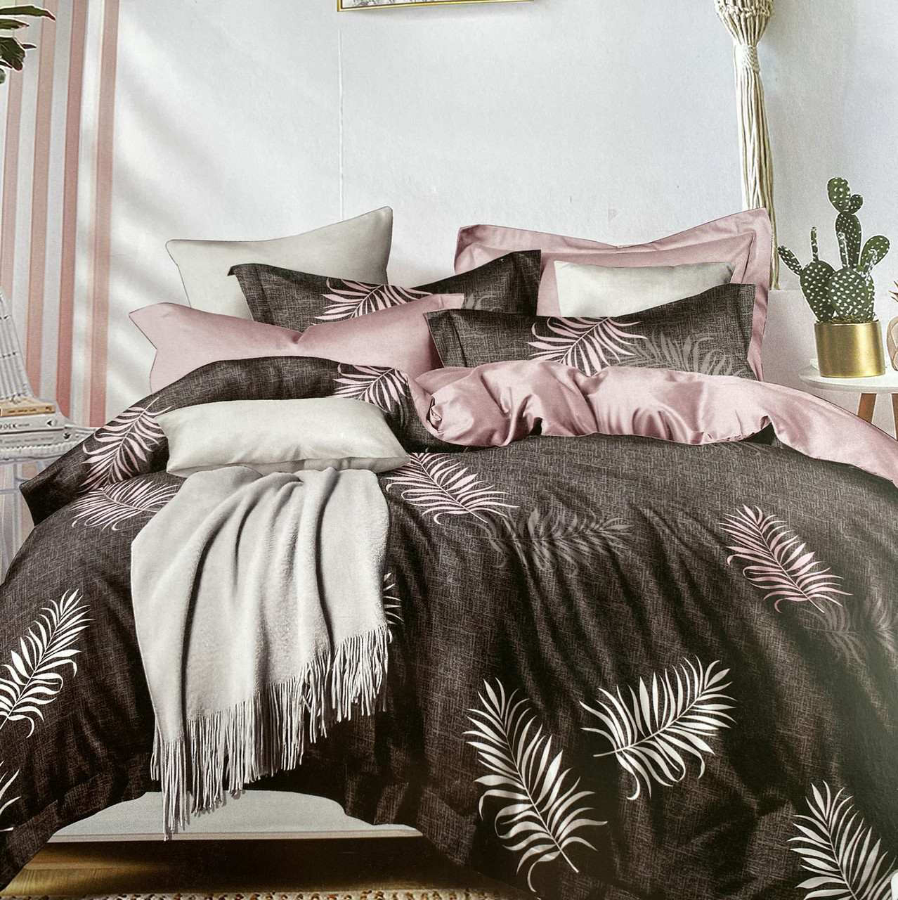 Постільна білизна Двоспальний комплект з простирадлом на гумці 160*200+20см, постільна білизна з фланелі розмір двоспальний, фото 1