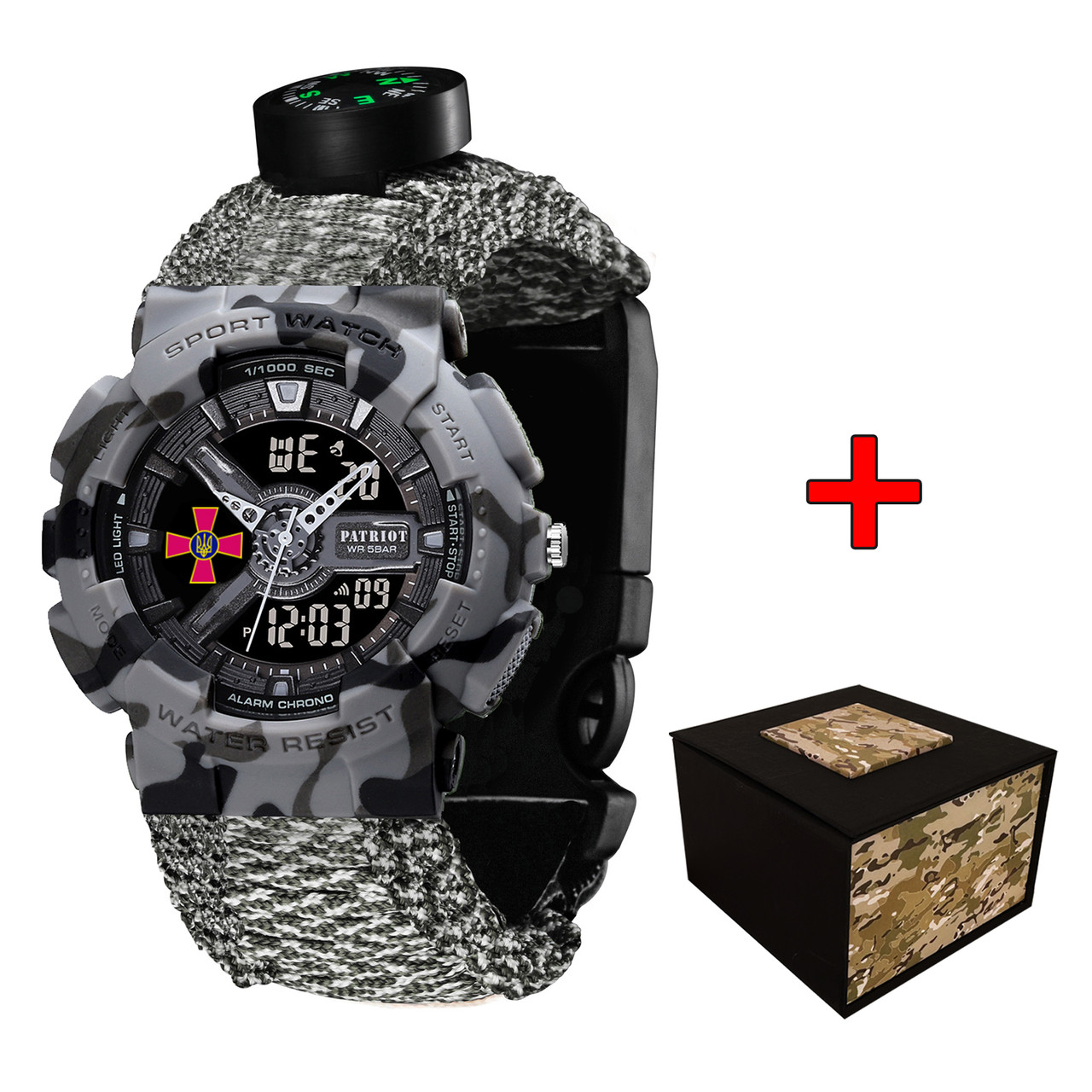 Patriot 005CMGYSU ЗСУ Сірий камуфляж Паракордовий ремінець ACU + Коробка.