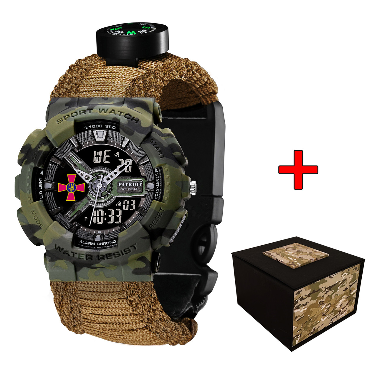 Patriot 005CMGRSU ЗСУ Зелений камуфляж Паракордовий ремінець Khaki + Коробка.