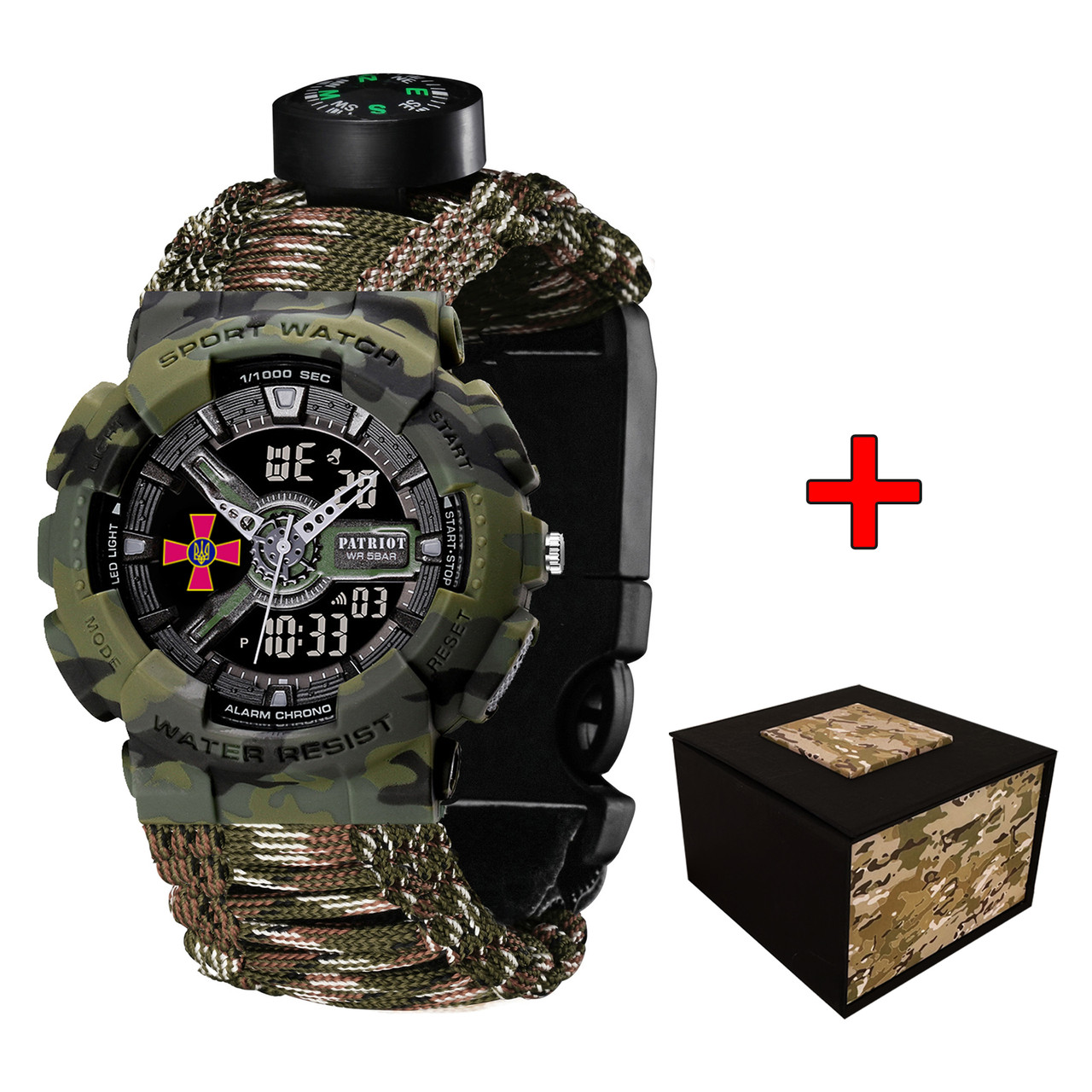 Patriot 005CMGRSU ЗСУ Зелений камуфляж Паракордовий ремінець Camo Green + Коробка.