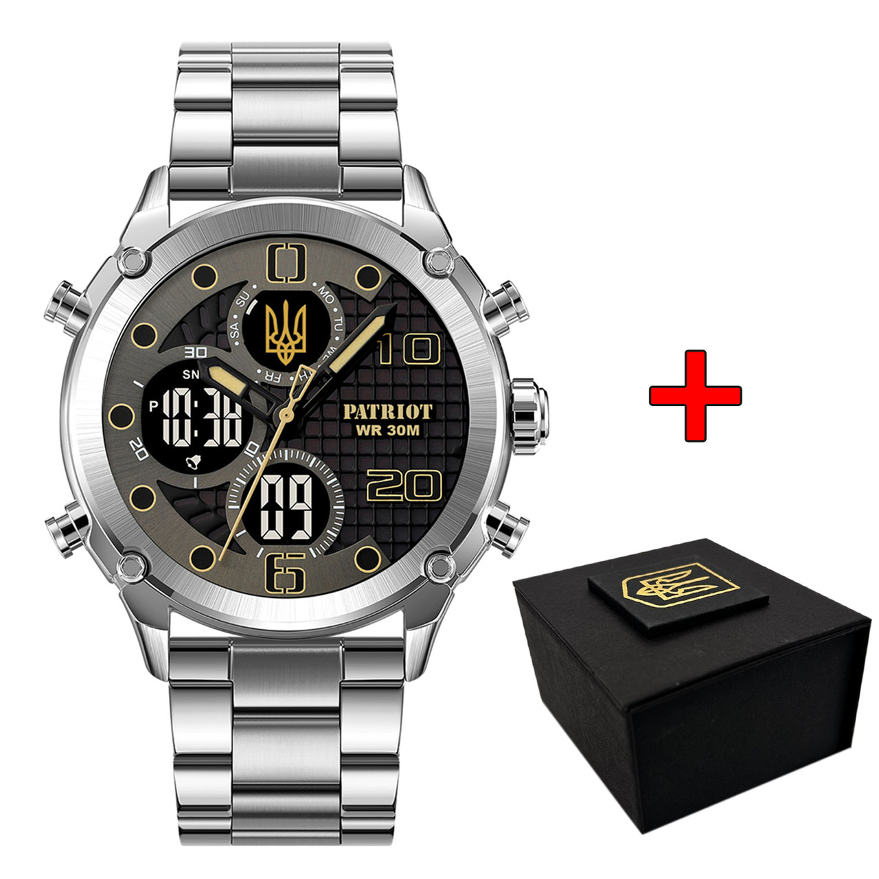 Patriot 017 Тризуб Золото Silver-Black Steel, фото 1