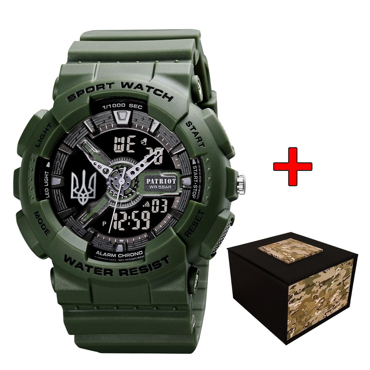 Patriot 005 Тризуб срібло Army Green + Коробка