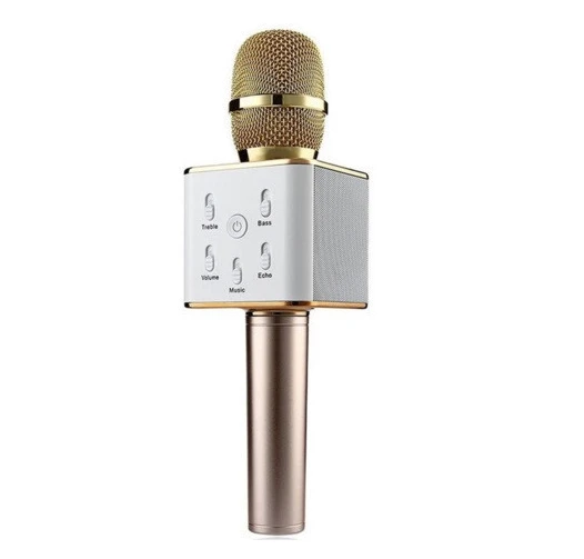Безпровідний мікрофон караоке з вбудованими динаміками Bluetooth USB Q7 UTM в чохлі Gold