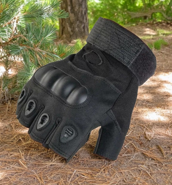 Тактичні рукавички без пальців чорні 104. Розмір XL, фото 1