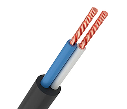 Мідний дріт ПВС 2*1.5 Одеса Каблекс чорний, круглий (кратно 5 м)