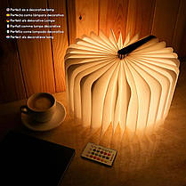 BONNYCO Led Book Light складана дерев'яна лампа з пультом дистанційного керування, 16 кольорів і таймером нас, фото 4