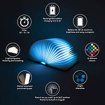 BONNYCO Led Book Light складана дерев'яна лампа з пультом дистанційного керування, 16 кольорів і таймером нас, фото 5