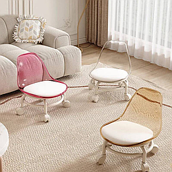 Стілець для дому з м'яким сидінням, акриловою спинкою й коліщатками
