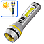 Ручний ліхтар CH-24084-TG+COB, сонячна панель, 1х18650, ЗУ Type-C, зум, фото 3