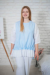 Туніка жіноча легка блакитна в білу полоску