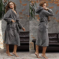 Турецький банний махровий жіночий халат з капюшоном для готелів та спа, Красиві домашні жіночі халати