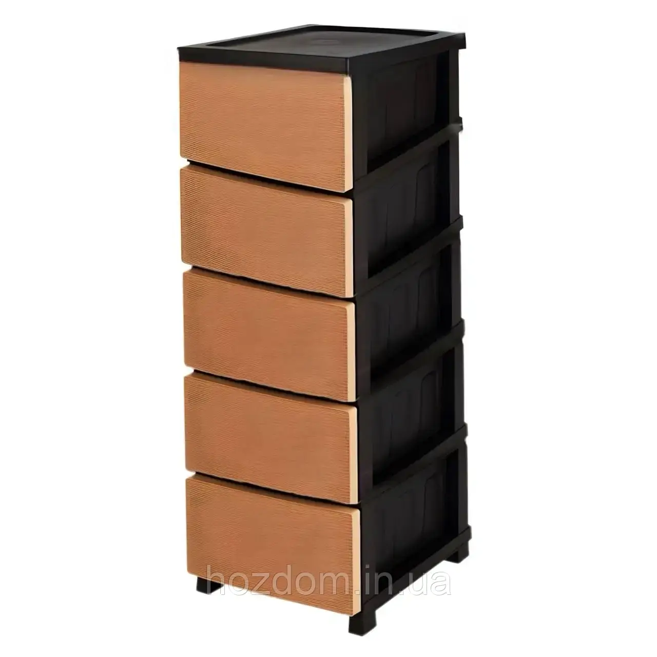 Комод пластиковый ротанг бежевый 5 ярусов 107х44.5х34.5, фото 1