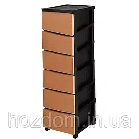 Комод пластиковый ротанг бежевый 6 ярусов 86.5х44.5х34.5, фото 1