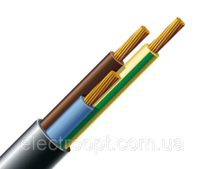 Мідний дріт ПВС 3*1.5 Одеса Каблекс чорний, круглий (кратно 5 м)