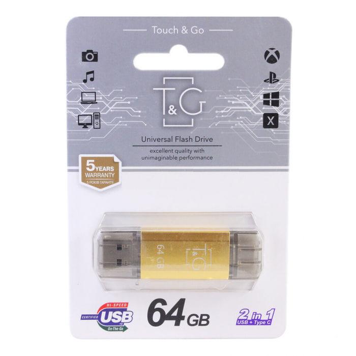 Флешнакопичувач Usb 64 Gb T&G 009 Star series (Type C 2.0) Gold