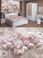 Фотообои 3Д премиум класса 136х196 см. "Prestige" в тубах. Фотообои готовые пионы, 4 листа