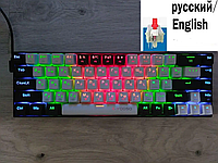 Ігрова механічна клавіатура кирилиця E-YOOSO Z686 RGB USB 60% Mini Slim із червоними перемикачами