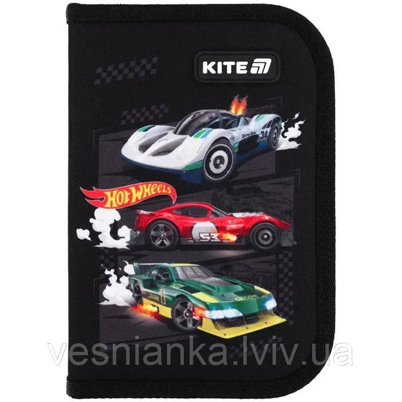 Шкільний пенал книжка 1 відділення, 2 відвороти "Hot Wheels" HW25-622-1 Kite