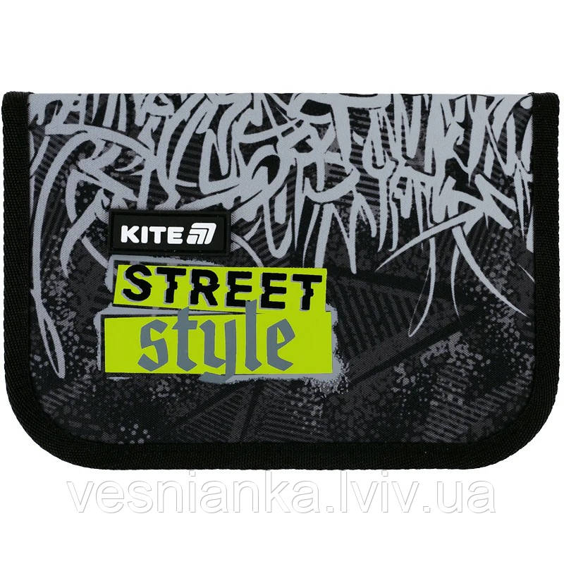 Шкільний пенал книжка 1 відділення з відворотом "Street Style" K25-621-6 Kite