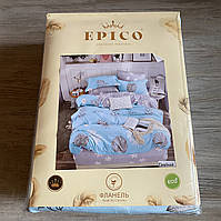 Постільна білизна Сімейний комплект з простирадлом на гумці з фланелі два підодіяльника