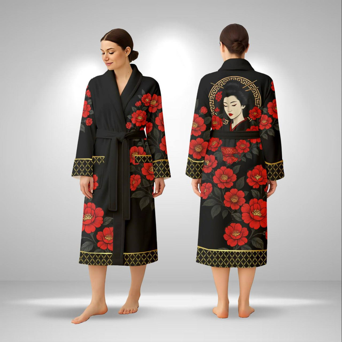 Кімоно жіноче з плюшевого велюру Red Camellia 29451 S ID 5067507