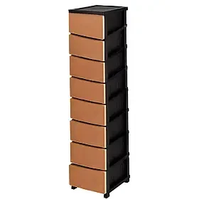 Комод пластиковий ротанг бежевий 8 ярусів 168х44.5х34.5, фото 1