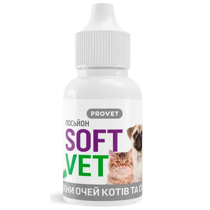 Лосьйон для собак і кішок PROVET SoftVet для гігієни очей 15 мл Природа