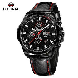 Forsining 6909 All Black Leather