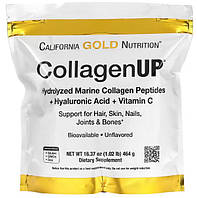 Морський колаген California Gold Nutrition, гіалуронова кислота та вітамін C 464 г