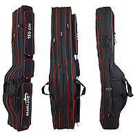 Чохол для вудилищ Marline BR 150 см, 3-секційний, чорний з червоним