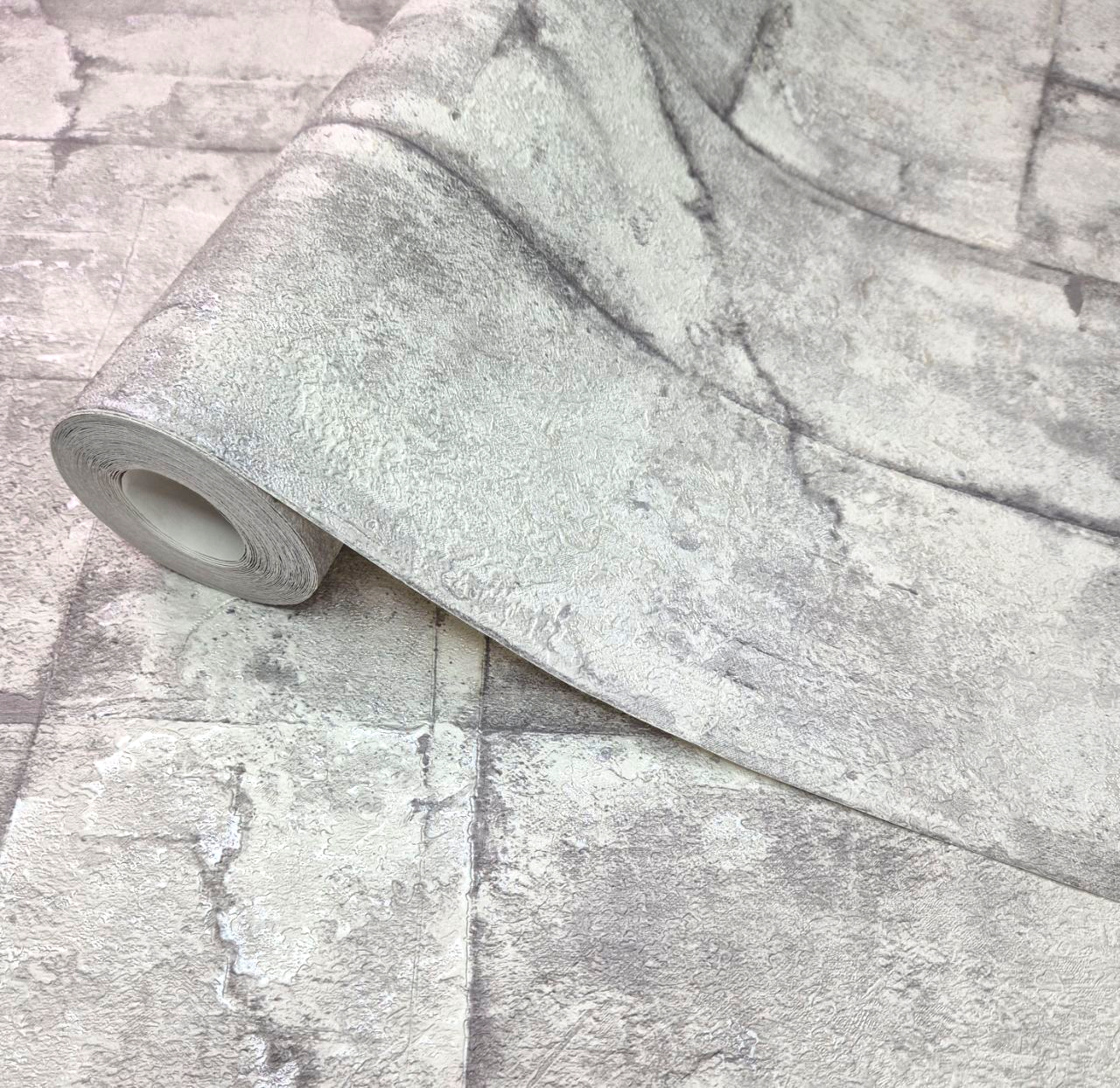 Шпалери вінілові 10.05 × 1.06 м 1576-03, сірі з імітацією бетону для вітальні, кухні, коридору, офісу, передпокою, фото 1