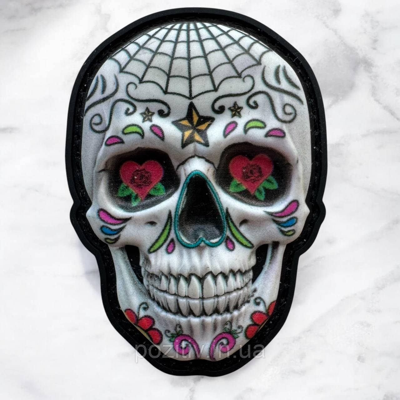 Шеврон мексиканський череп 3D ПВХ на липучці, фото 1