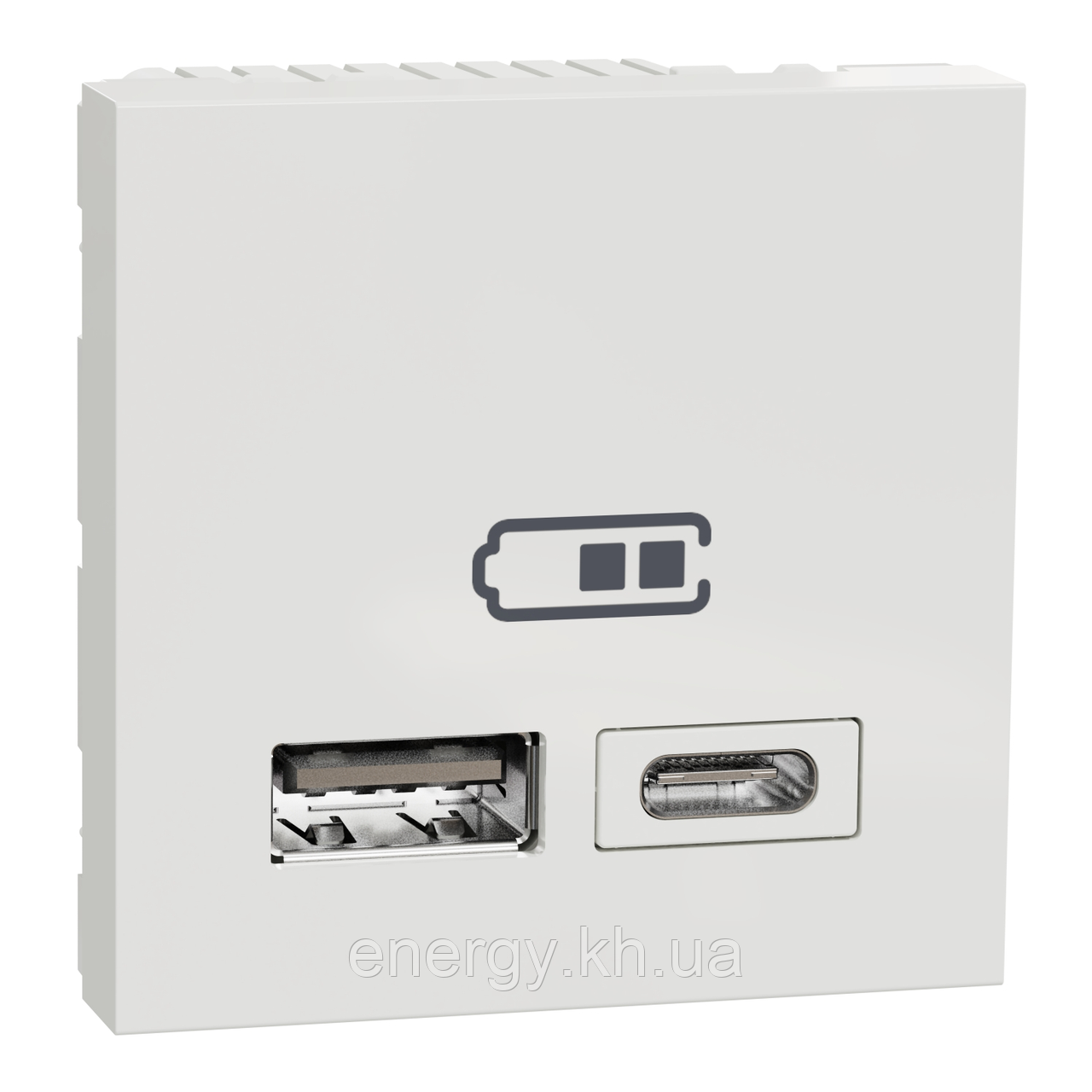 Подвійна USB розетка A+C білий Unica New NU301818