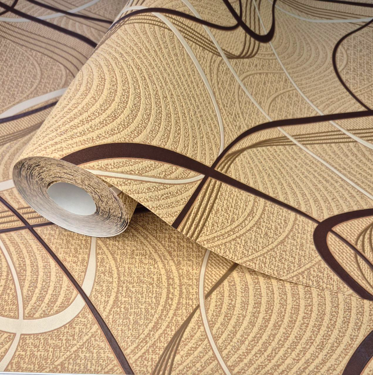 Шпалери вінілові 10 × 0.53 м 5767-05, пісочні з абстрактним візерунком для кухні, коридору, офісу, вітальні, фото 1
