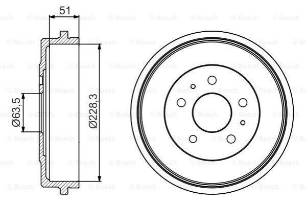 Барабан гальмівний Focus 04- BOSCH 0986477219 Ford Focus 3M511126BB, 3M511126BA, 1327834